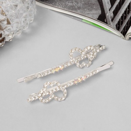 Invisible hair "Ebba" (set 2 pcs) butterfly, 6 cm, silver