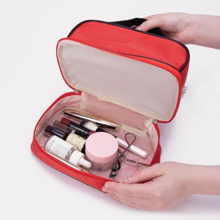 Cosmetic bag, 2 parts on lightning, red color-4
