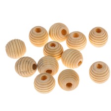 Beads wooden hive 12x13 mm (set 12 pcs) without coating
