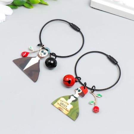 Acryl keychain on a cable with a bell "A couple of Lennons" Set 2 pcs-2