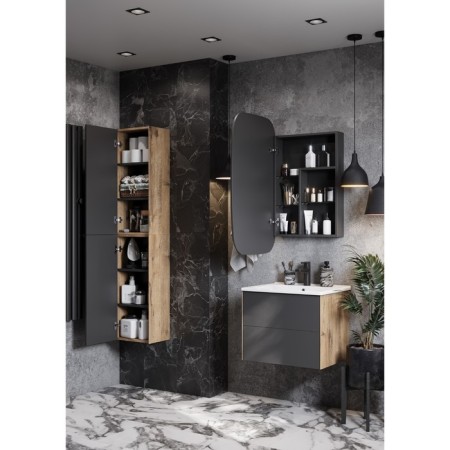 Cabinet of hinged Aquaton Soho, color of oak vellington, graphite software-2