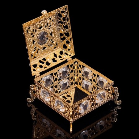 Casket "Grace", with a mirror, 5.8 × 5.8 × 4.4 cm, with crystals-2