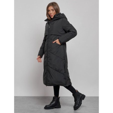Coat insulated winter female, size 42, black color-2
