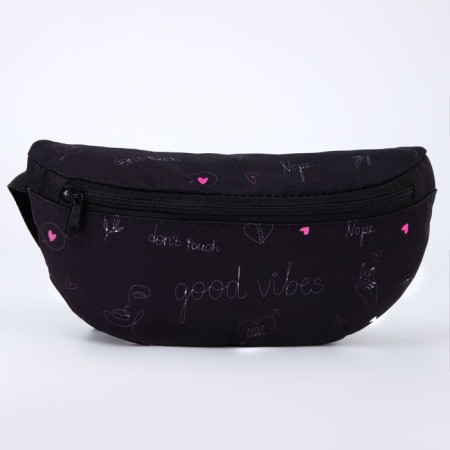 Bag on the belt Good Vibes, 32x8x15 cm, lightning departure, black-2