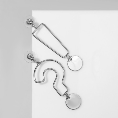 Earrings Metal "Signs", Silver Color