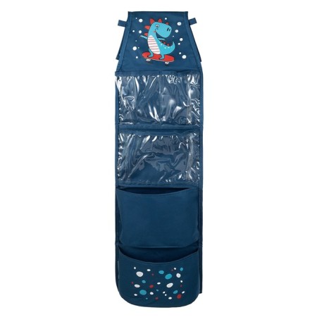 Pockets in the kindergarten "Dinosaur", for a children's locker, 83x24 cm, blue-3