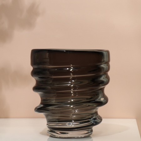 Vase for Flowers "Piley" from transparent black glass 20 x 18 x 18 cm-4