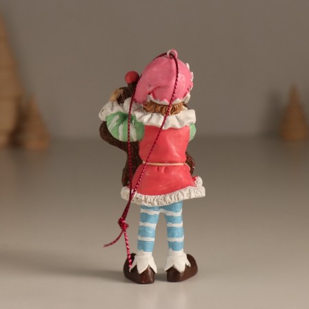 Souvenir Polystone Suspension "New Year's elf with gingerbread liver" 6x4x10.5 cm-2