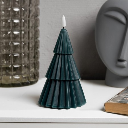 LED candle "Green Christmas tree" 10 × 18.5 × 10 cm, wax, battery CR2032, glow warm white-3