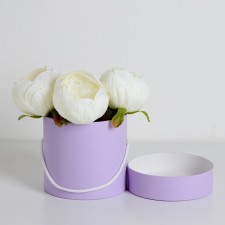 Gift box, round, lavender, with a lace, 12 x 12 cm