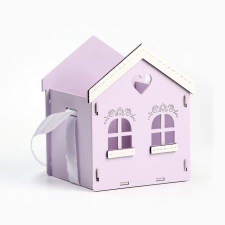 Kashpo "House", 13x12x15.5 cm, oak, lilac-5