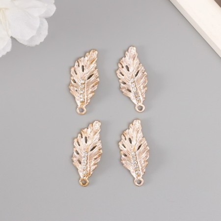 Decor for creativity metal, rhinestones "Palm sheet" 3x1.5 cm-2