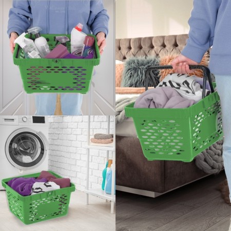 Basket plastic basket, 20 l, 2 plastic handles, green color-3