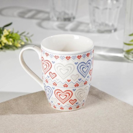 Porcelain share mug "Heart", 350 ml, white color-2