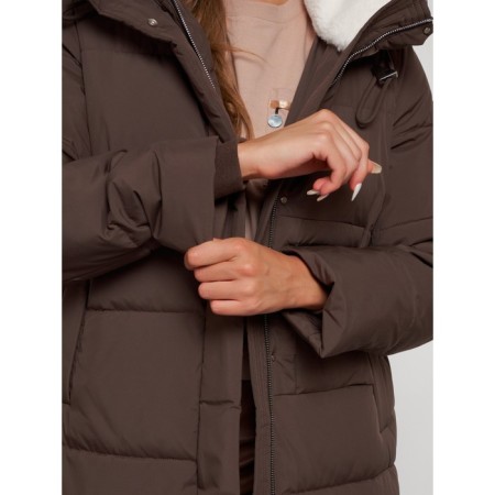 Coat insulated winter female, size 52, brown color-23