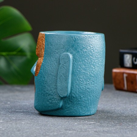 Kashpo - organizer "Higherulus of the MOAI" turquoise bronze, 10cm-2