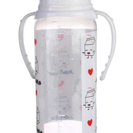 A bottle for feeding Gift “I love milk”, classic throat, 250 ml., From 0 months, with a nipple, with handles-6