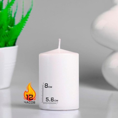 Candle - paraffin, varnished, white mother of pearl, 5.6 × 8 cm
