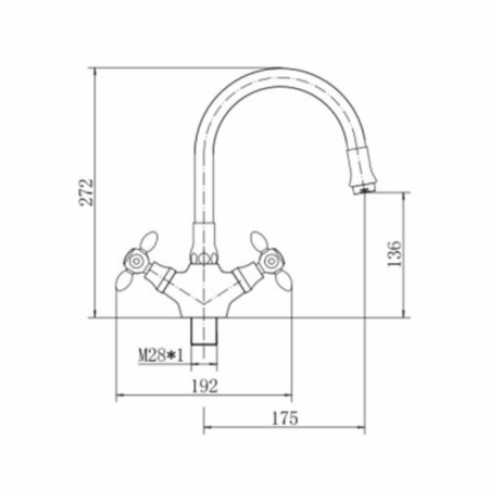 Fashun A4419-B7268 kitchen mixer, two-wound, flexible spout, zinc, red-1