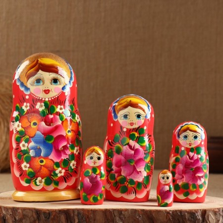 Nesting doll "Avdosya", red dress, 5 puppet, 18 cm-4