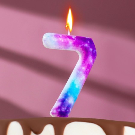 Candle in the cake on the skewer "Galaxy", the number 7, 9 cm, giant