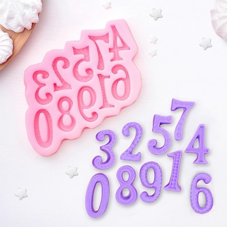 Mold "numbers", silicone, 15 × 10 cm, color mix