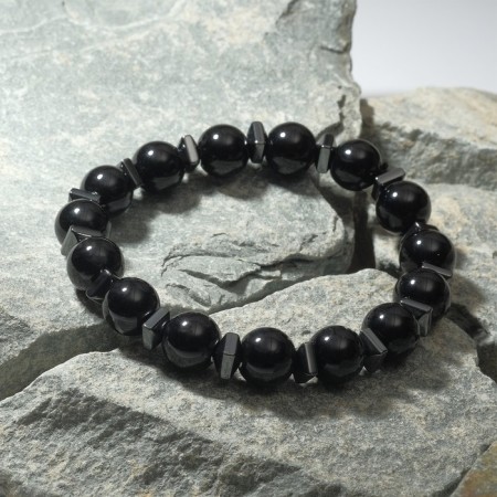 Bracelet ball No. 10 through hematite "Agate Black", D = 5.5 cm