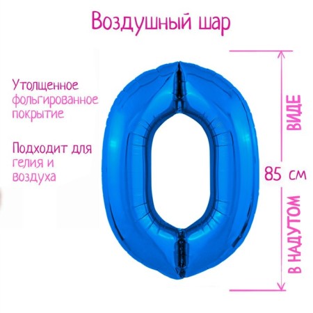 Foil ball 40 "Number 0", Blue Slim color