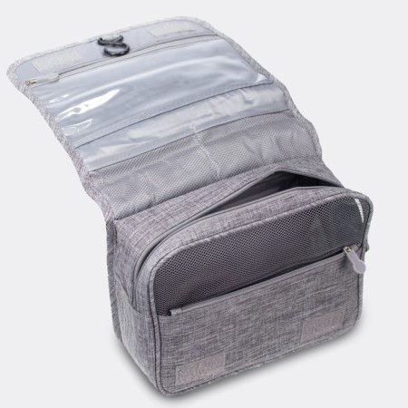 Cosmetic bag on Velcro, with hook, color gray color-2