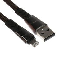 Lightning cable - usb, 2.4 a, braid fabric, flat, 1 meter, black