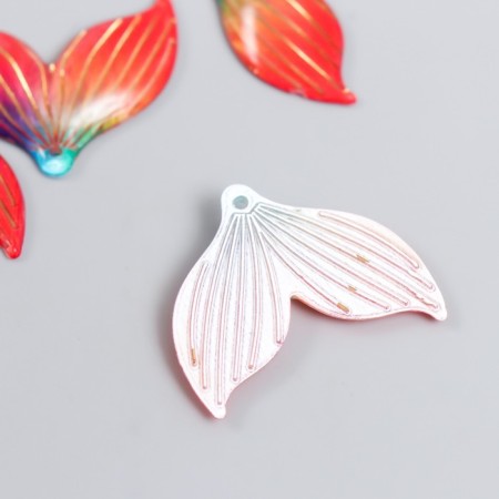 Decor for creativity plastic "Tail of a mermaid with golden lines" dark pink 3x2.4 cm-1