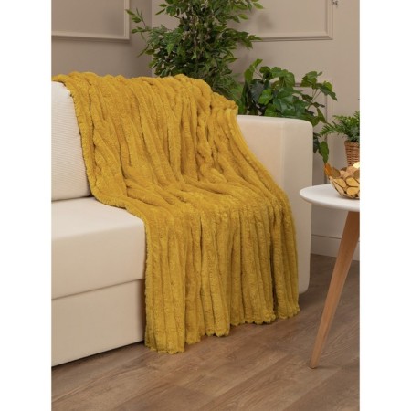 Texrepublic blanket, size 200x220 cm, ocher color-2