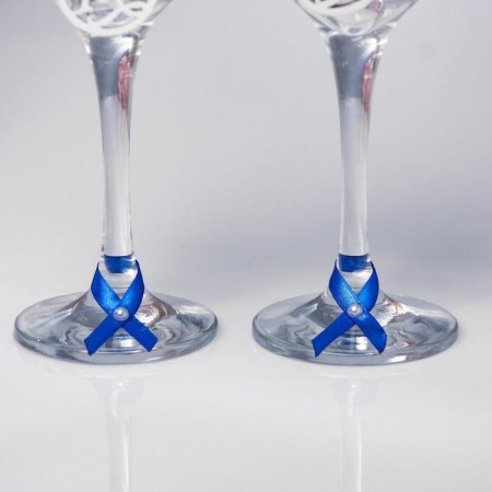 A set of wedding glasses "Romance", handmade, blue-serebly, 6x6x20.5 cm-2