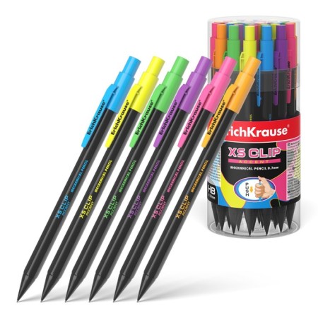 Mechanical pencil with Erichkrause "XS Clip Accent", NV, Grifel D = 0.7 mm, in the box, mix