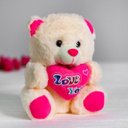 Soft toy "Bear with Heart", pink color