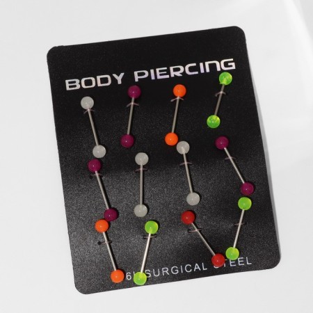Piercing in the language "Balls", l = 1.9 cm, the color of the mix in silver (set 12 pcs.)