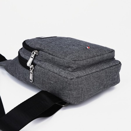 Male sling bag from textiles, gray color-5