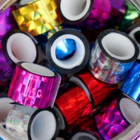 Adhesive tape plastic in the jar "holography" (set 40 pcs) MIXs 1.2cmx2.8m 7.5x8.5x8.5cm-2