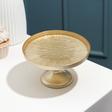The dish on the leg "Golden Link", glass, d = 16 cm