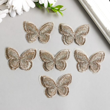 Decor for creativity Textile Embroidery "Blabo Gold" Double Wings 3.7x4.5cm-1