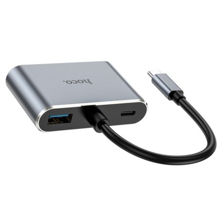 Adapter Hoco HB30, HDMI/VGA/USB3.0/PD 15 cm, gray-4