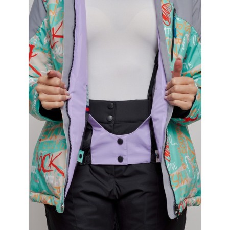 Ski jacket female winter, size 42, turquoise color-7