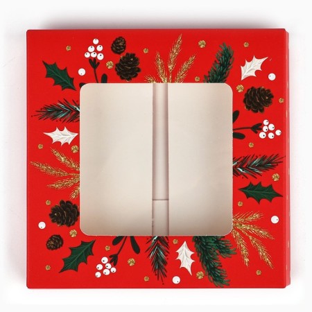 Box for chocolate “Happy New Happiness”, with a window, 10.2 x 1.4 x 10.2 cm, New Year-1