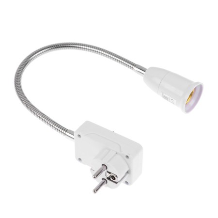Ecla adapter, plug-patron, e27, 300 x 40 mm, with a switch, flexible, white-2