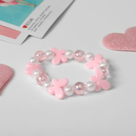 Children's bracelet "chosen" butterfly, white-pink color