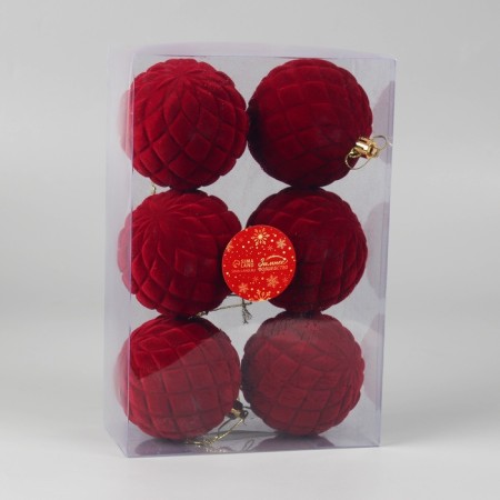 Set of balls plastic D-8 cm, 6 pcs "Bjorn" mesh, red-1