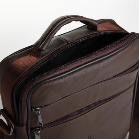 Male bag on lightning, long belt, brown color-4