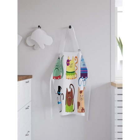 Apron kitchen with a photo print "Creative cats", adjustable, size OS-1