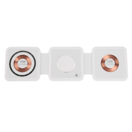 Wireless charging 3 in 1 h39, 15 W, backlight, support magsafe, folding, glass, white-8