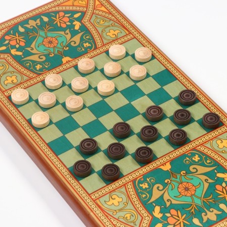 Wooden backgammon large, with "Persian" checkers, board game, 60 x 60 cm-2